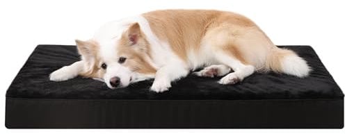 KSIIA Orthopädisches Hundebett für Große Hunde, XL Waschbar Hundekissen Flauschig Hundematte Hundematratze mit Abnehmbarer Deckel in Schwarz 105x70x8cm