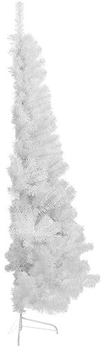 ZALAON Halber Weihnachtsbaum, 150 cm, Weiß, Künstlicher Wandbaum Mit Metallständer, Schmal, Für Urlaubsdekoration