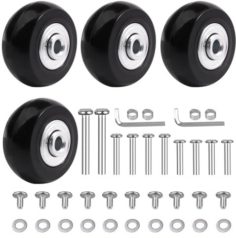LSTOPGO 4pcs 40mmx18mm Ersatz-Räder, Gepäck Koffer Ersatzrollen Gummi Lenkrollen Reparatur mit 608zz Inline Outdoor Skate Räder (3Achsen)