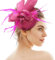 Chapeau Mariage Femme Chapeau Bibi Mariage Fascinator Chapeau Plume Mariage Fleurs Cheveux Mariage Fascinateurs en Plumes et Lin Fascinateur*1 et Bandeau*1 (FR/ES, Alpha/Lettres, M, L, Rose)
