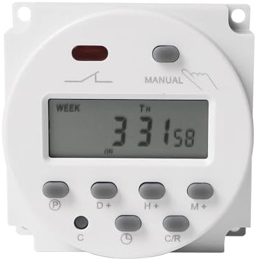Fuworance CN101A DC12V 16A Mini Interrupteur Horaire Numérique LCD Power Weekly Programmable Micro-ordinateur Contrôle d’Alimentation Minuterie 50-60 Hz On-Off Timer