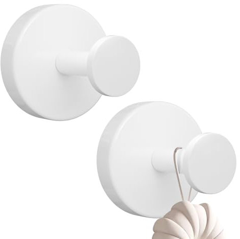 YUNISS 2 Piezas Ganchos Ventosa de Succión, Acero Inoxidable Colgador Toallas, Pared Sin Taladro Gancho de Pared, Capacidad de Carga 5 kg, para Baño Cocina Ducha -Blanco