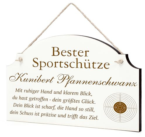 Dekolando Lustiges Sportschützen Schild - Geschenk für Sportschützen, Sportschütze oder Trainer - Geschenke Sportschützen Sportschützentrainer