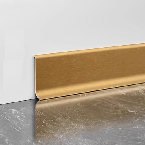 Lot de 4 plinthes imperméables en aluminium pour salle de bain et cuisine - Revêtement mural en bronze brossé - Accessoires complets - 10 cm de hauteur