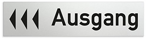 Türschilder24 Schild/Türschild 160 x 40 x 1,5 mm - Aluminium Vollmaterial eloxiert - Oberfläche in geschliffener Edelstahloptik - 100% Made in Germany (Ausgang + Richtungspfeil linksB)