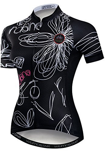 JPOJPO Damen Radtrikot Kurzarm Atmungsaktiv mit Taschen Blume