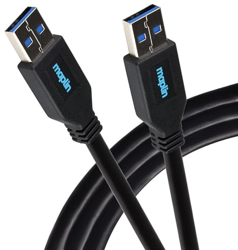 Maplin USB-A Male to USB-A Male Cable V3.0 5Gbps Charge and Data 3m Black