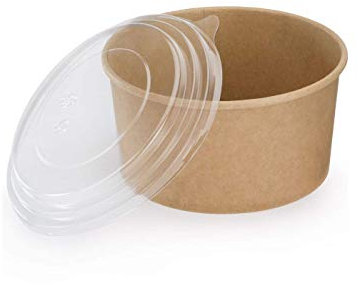 BOX And Tree| Bol Saladier Jetable à Emporter Bio Vaisselle Jetable Bols à Soupe Marron Rond 500ml I Poke Bols Jetable Avec Couvercle Papier Kraft Emballage avec revêtement intérieur PLA I 50 Piéces