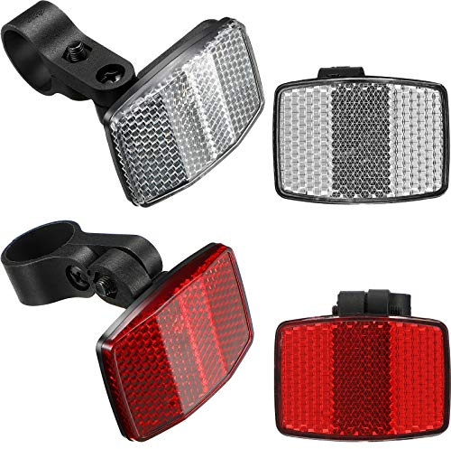HESTYA 4 Pieces Bike Front and Rear Wheel Spoke Reflectors for Handlebar and Seatpost Bicycle Cycling Safety Warning Reflectors Red and White