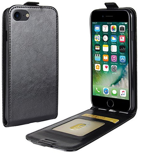 XZDWH For iPhone SE 2020 Case, iPhone 7 8 Case, Slim Vertical Flip Folio Phone Case PU Leather Protective Cover Magnetic Closure Shell with Card Slot for iPhone 7 / iPhone 8 / iPhone SE 2020 (Black)
