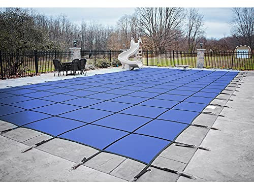 HWF Pool Cover Poolabdeckplane Inground Swimming Pools Sicherheitsabdeckung, Groß Winter Rechteckig Poolabdeckung mit Messingankern, Edelstahlfedern, Blaues Netz (Size : 400cm x 500cm/13ft x 16ft)