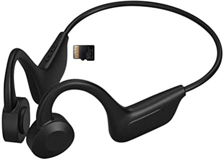 WSTERAO Cuffie senza fili a conduzione ossea Bluetooth 5.1 Auricolare sportivo con slot per schede SD per allenamenti, corsa, ciclismo, escursionismo