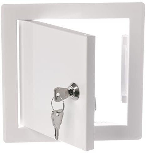 150x150mm / 6x6 inch White Metal Access Panel with Key and Lock - Inspection Hatch - Revision Door