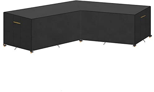 VANSHEIM Corner Sofa Cover V Shape Waterproof V Shaped Garden Furniture Covers Waterproof Outdoor Rattan V-Shape Sofa Cover with Straps,Drawstrings Windproof,Anti-UV Patio Sofa Covers 255x255x87/80cm