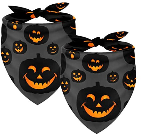 Hundehalstücher, Halloween-Kürbis, gruseliges Gesicht, Haustierschal, Chiffon-Bandanas Dreieck-Lätzchen, Zubehör für kleine, mittelgroße und große Hunde, Welpen, Haustiere, 2 Stück