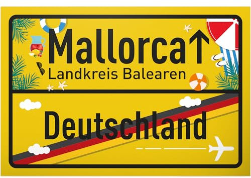 DankeDir! Mallorca Deutschland Ortsschild - Schild 30 x 20 cm - Geschenk Idee Gutschein Reise Urlaub Reisegutschein Männer & Frauen Geldgeschenk Abschiedskarte Geschenkidee Deko Karte