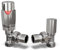 UK Radiators Silver Thermostatic Radiator Valve and Angled Lockshield Valve - Gloss Silver Finish - Classy and Modern Design 1/2 x 15mm Angled Radiator Valve
