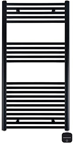 BULLTHERM Seche Serviette électrique connecté Bluetooth, Porte Serviette Bluetooth, radiateur Salle de Bain programmable (1475 X 600, Noir Mat)