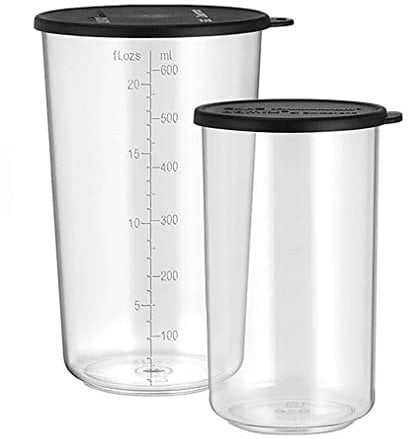 ESGE-Zauberstab 7128 2-teiliges Becherset, Zubehör Set bestehend aus zwei Mixbechern 600 ml & 400 ml mit Deckel, Kunststoff, transparent