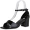 VAN HILL Damen Klassische Sandaletten Blockabsatz Schuhe Lack Leder-Optik Abendschuhe Freizeit Sommersandaletten 212265 Schwarz Lack 36
