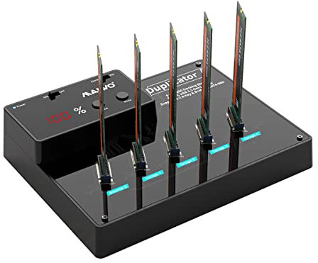 M.2 SATA NGFF 5 Bay Clone Offline Duplicator 5Gbps Toolless, USB 3.0 to M.2 External Hard Drive Docking Station Enclosure, 10TB Capacity