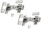 GTV - 2 x Hydraulisches Scharnier ECHC, Twin - Scharnier mit Dämpfung - Mittelanschlag - Montageplatte H=0 mit Euroschrauben - stilles Schließen - Möbelscharnier Topfscharnier Schranktürscharnier