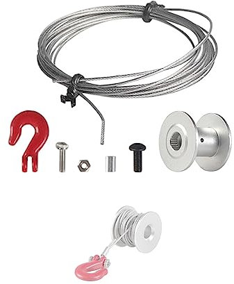 1/10 Scale Accessories 25T Steering Gear Servo Winch Wheel Steel Wire Rope Drum with Tow Hook for RC Crawler Car TRX4 TRX6 Axial SCX10 Wraith D90 Tamiya CC01