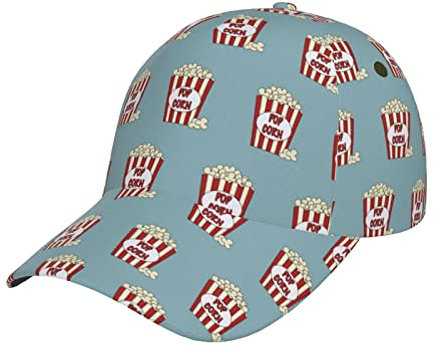 FJAUOQ Athletic Baseball Cap Cute Popcorn Funny Snapback Baseball Hat Black, Siehe Abbildung, One size
