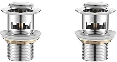 Ibergrif Click-Clack Desagüe Lavabo Universal con Rebosadero, Válvula Tapon para Bidés, Plata, M20503 (Paquete de 2)