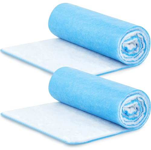 Buryeah 2 Rollen von 120 Zoll Luftfilter Blau und Weiß Luftfilter Medien Rolle DIY Größe Luftfilter Staubdicht Boden Vent Filter Media Pad für Aquarium HVAC Home 63,5 cm breit