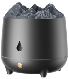 2 In 1 Air Purifier And Humidifier,Flame Aroma Diffuser,2 Spray Modes,2 Light Colors,Volcano Shape Water Shortage And Power Outage Silent Operation Portable For Baby Home Office,Black