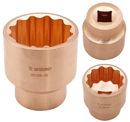 WEDO Non-sparking 3/4'' Drive Shallow Impact Socket, 12 Point,Metric,Size 17mm,Beryllium Copper,Non-magnetic,DIN and BAM standard,Suitable for Boat,garage necessity,Petrochemical Industry