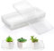 Kingrol Paquete de 16 bandejas rectangulares de goteo para plantas, platillos transparentes para interiores, bandejas de plástico grueso para alféizar de ventana para macetas