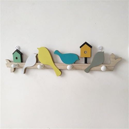 BAMFY Garderobenhaken Hölzern Vogel Garderobenleiste Zur Wand Mit 4 Haken for Heim Badezimmer Schlafzimmer Kleidung Hüte Handtuch Geldbeutel Roben (Color : D)