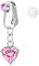 Briana Williams Faux Percing au Nombril Clip Fake Anneaux Ventre avec Pendentif Pas de Piercing Zircon Rose