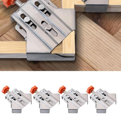 4 Équerres d'Assemblage en Acier Inoxydable, Serres à Angle Droit 90° Réglables pour Menuiserie, Métallurgie, Verre et Bricolage Idéal pour Cadres, Aquariums et Projets DIY