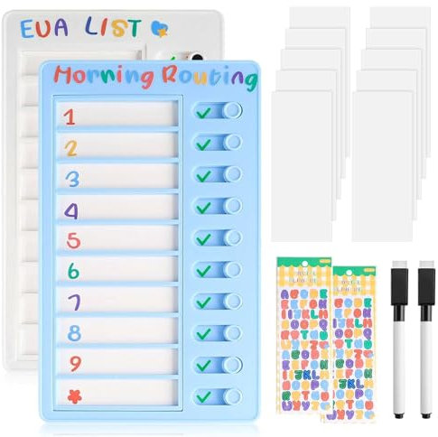 Wochenplaner Kinder, 2 Stück wochenplaner abwischbar To Do List Checklist Board, tagesplaner kinder routine mit 10 Blanko Papier und Whiteboard-Marker, Aufgabenplanung Liste für Lernplanung Zeitplan