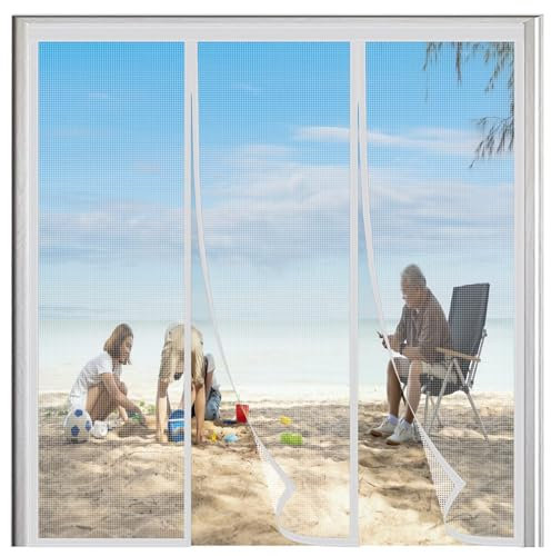 Zanzariere Porte 185x215cm Bianco zanzariere per grandi finestre, montaggio facile senza forare