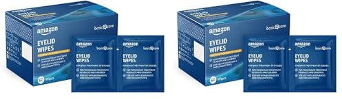 Amazon Basic Care Eyelid Cleansing Wipes for Periocular Treatment in Adults and Children, Unscented, Pack of 120