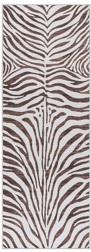 Gertmenian Boho-Teppich für den Innenbereich, 5 x 15 cm, rutschfest, super stark, ideal für stark frequentierte Bereiche im Eingangsbereich, Schlafzimmer, Küche, Zebra, Elfenbein/Braun, 24632