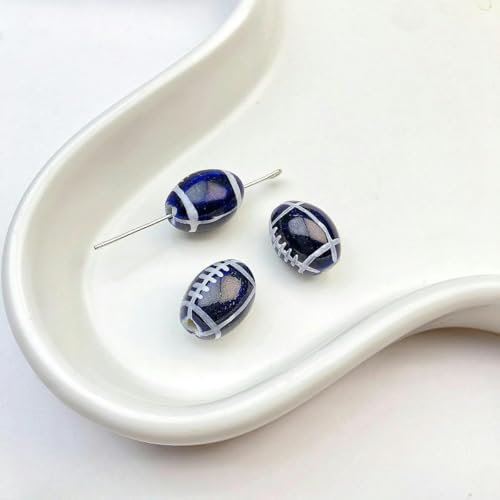 2 Stück 12 x 15 mm Keramikperlen zur Armbandherstellung, Porzellanperlen, Abstandsperlen zum Basteln von Schmuck, dunkelblau, 12 x 15 mm