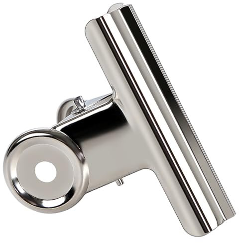 GUOKOFF 38mm Bulldogge Clip, 12 Stück Metall Scharnier Clips, Silber Edelstahl Papierbinder, Bulldog Binder Clips Büroklammern für Bilder, Fotos, Küche und Büro