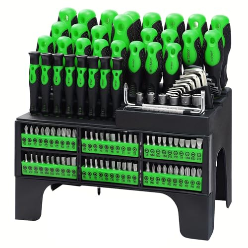 Yagosodee 118pcs Magnetic Screwdriver Set with Plastic Racking for Home Repair DIY Craft
