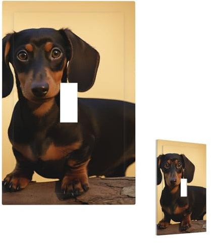 Plaque murale pour interrupteur - Joli teckel - Finition brillante - 1 interrupteur décoratif - Plaque murale à bascule - Pour chambre à coucher