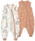 Yoofoss Lot de 2 gigoteuses d'été pour bébé avec pieds 100% coton gigoteuse d'été 0,5 Tog gigoteuse avec jambes barboteuse de sommeil 80 cm pour nouveau-né garçons filles 18-36 mois