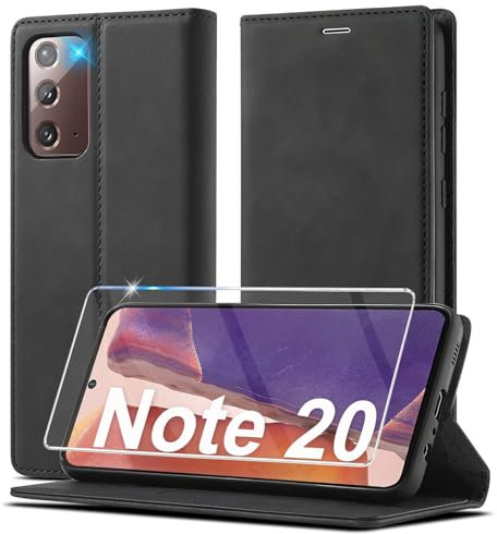 Ailicici für Samsung Galaxy Note 20 Hülle Leder Mit Schutzfolie, Handyhülle für Samsung Note 20 Klapphülle Klappbar Flip Wallet Stoßfeste Case Cover Schutzhülle für Samsung Note 20 Hülle Holster