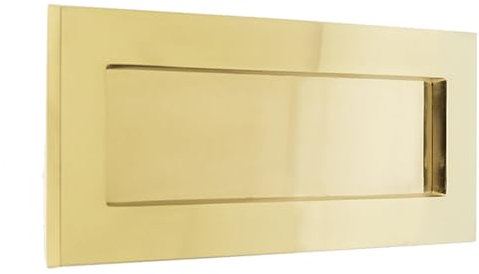 Elegant Polished Brass Plain Letterplates 305x100mm for Home or Office - External Front Door Letter Box Plate