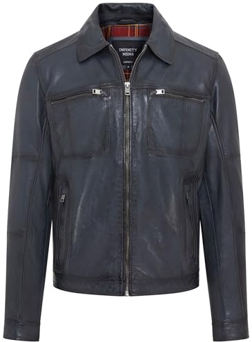 Infinity Leather Klassische Kurze Bikerjacke aus Weichem Leder Für Herren
