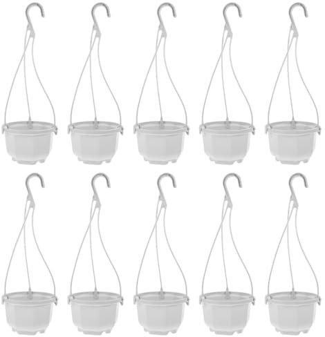 Toddmomy Sets Plastic Hanging Pots Orchid Hanging Planter Plastic Plant Hangers Hanging Plant Drip Catcher(White)