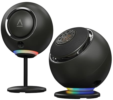 CREATIVE Pebble Nova Altoparlanti premium 2.0 USB-C per computer con Bluetooth 5.3 e illuminazione RGB personalizzabile, audio USB, uscita cuffie, per PC e Mac (Nero)